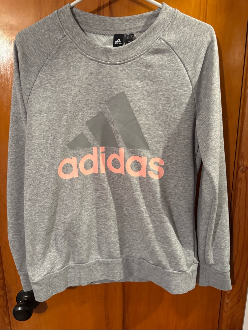 adidas Heather Gray Pullover with Pink Logo
